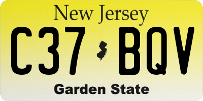 NJ license plate C37BQV