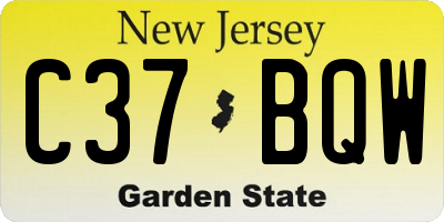 NJ license plate C37BQW