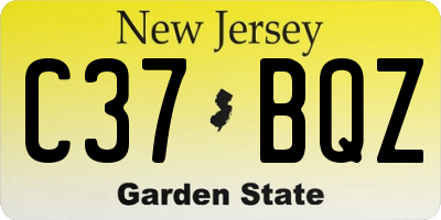 NJ license plate C37BQZ