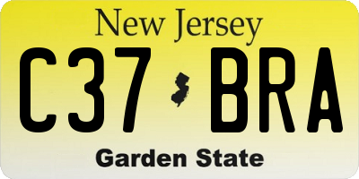 NJ license plate C37BRA