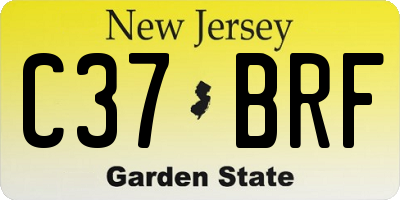 NJ license plate C37BRF