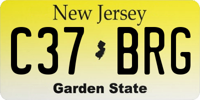 NJ license plate C37BRG