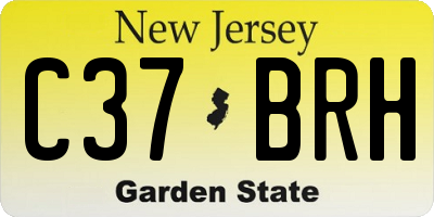 NJ license plate C37BRH