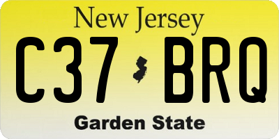 NJ license plate C37BRQ