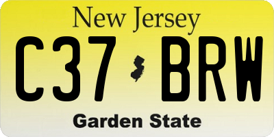 NJ license plate C37BRW