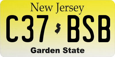 NJ license plate C37BSB