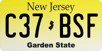 NJ license plate C37BSF