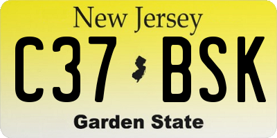 NJ license plate C37BSK