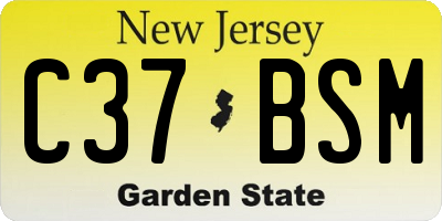 NJ license plate C37BSM