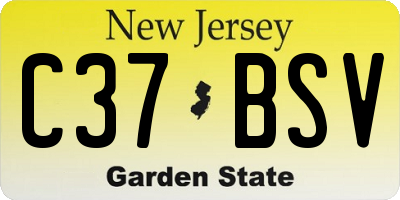 NJ license plate C37BSV