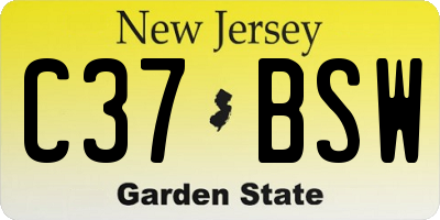 NJ license plate C37BSW