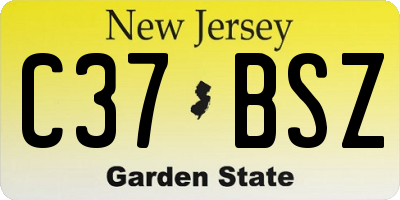 NJ license plate C37BSZ
