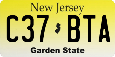 NJ license plate C37BTA