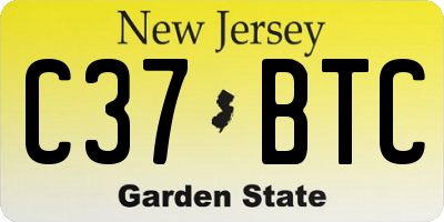 NJ license plate C37BTC