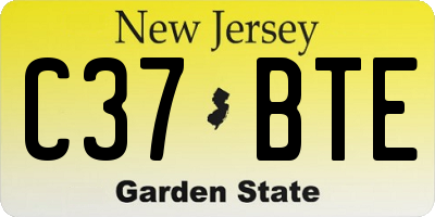 NJ license plate C37BTE