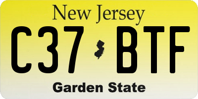 NJ license plate C37BTF