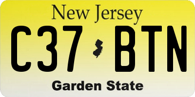 NJ license plate C37BTN