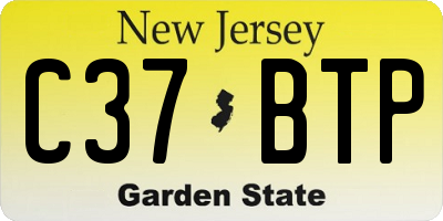 NJ license plate C37BTP