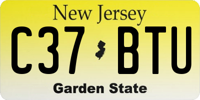 NJ license plate C37BTU