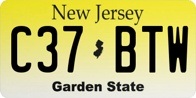 NJ license plate C37BTW