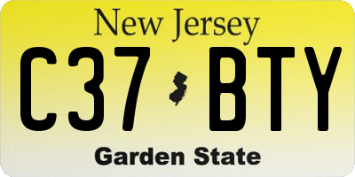 NJ license plate C37BTY