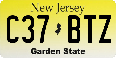 NJ license plate C37BTZ