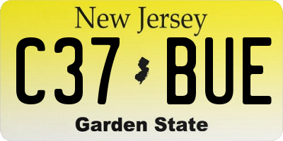 NJ license plate C37BUE