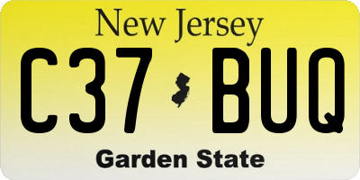 NJ license plate C37BUQ