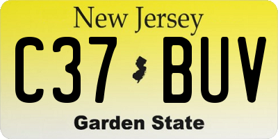 NJ license plate C37BUV