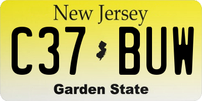 NJ license plate C37BUW