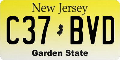 NJ license plate C37BVD