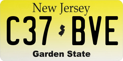 NJ license plate C37BVE