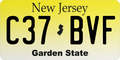 NJ license plate C37BVF