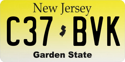 NJ license plate C37BVK