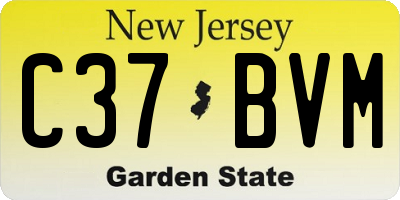 NJ license plate C37BVM