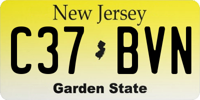 NJ license plate C37BVN