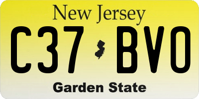 NJ license plate C37BVO