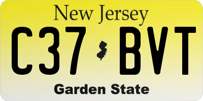 NJ license plate C37BVT