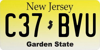 NJ license plate C37BVU