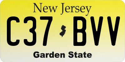 NJ license plate C37BVV