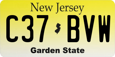 NJ license plate C37BVW