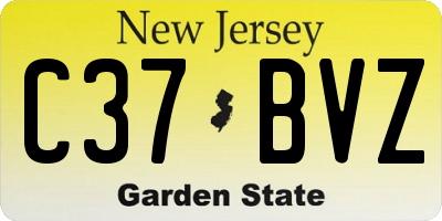 NJ license plate C37BVZ