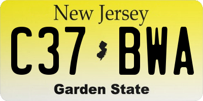 NJ license plate C37BWA
