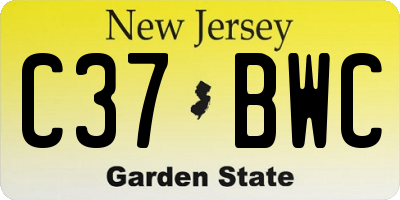 NJ license plate C37BWC