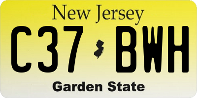 NJ license plate C37BWH