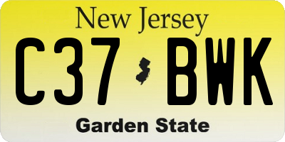 NJ license plate C37BWK