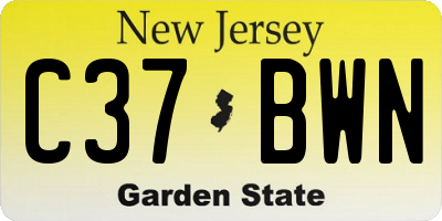 NJ license plate C37BWN