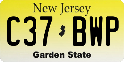 NJ license plate C37BWP