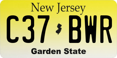 NJ license plate C37BWR