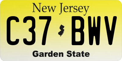 NJ license plate C37BWV